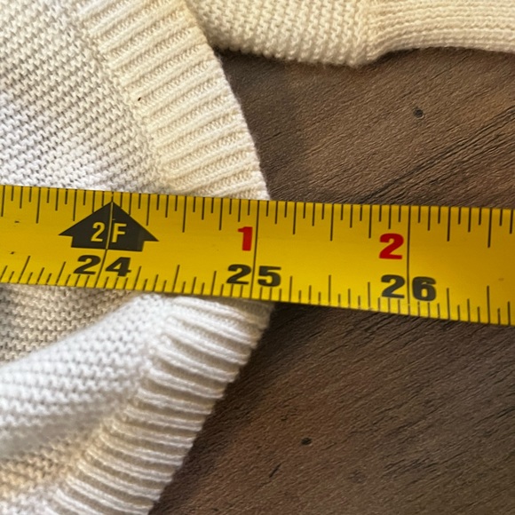 Leith Ruffle Sleeve Modal Cotton Long Sleeve Crewneck White Sweater Lightweight - Picture 11 of 11